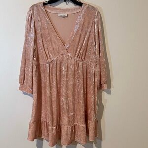 NWT - Motherhood Crushed Velvet Maternity Dress XL – Blush Pink Babydoll Style